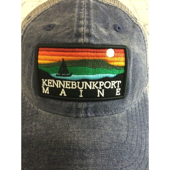 Kennebunkport Maine Cap Hat Unisex Snapback Denim Gray Distressed Cap Patch - Picture 2 of 8